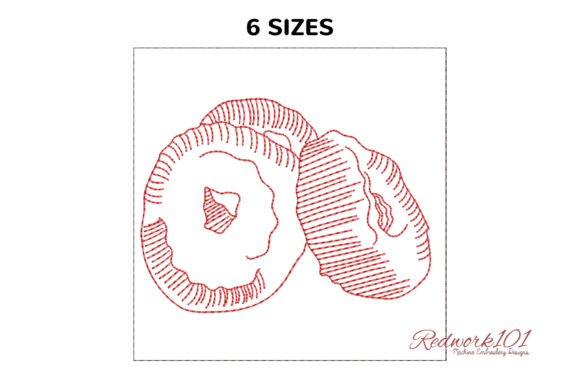 Sour Cream Doughnuts Redwork Design